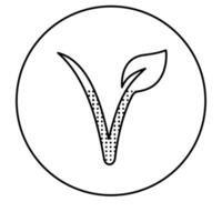 A black and white drawing of a plant with a leaf vector