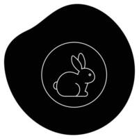 A black and white illustration of a rabbit in a circle vector