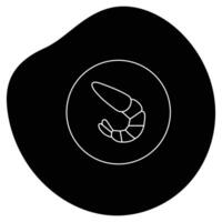 A black and white icon of a shrimp vector