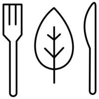 A fork, knife and leaf icon vector