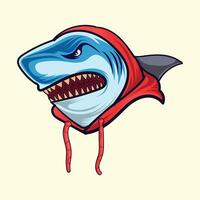 a angry shark with winter cloth head design vector