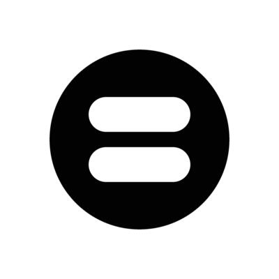 A black and white logo of a single and double equal sign