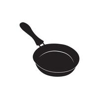 A black and white illustration of a frying pan vector