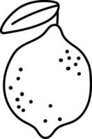 black and white lemon icon. Citrus fruit line illustration or coloring page vector