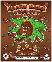 Chestnut Strain In Herbal Leaf and Brand Name Product Packaging. For Product, Label, Business and Brand Product. Vectors Illustrations.