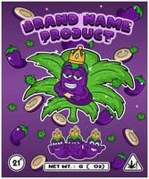 Eggplant Strain In Herbal Leaf and Brand Name Product Packaging. For Product, Label, Business and Brand Product. Vectors Illustrations.