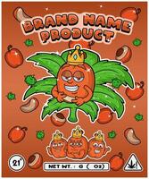 Apricot Fruit Strain In Herbal Leaf and Brand Name Product Packaging. For Product, Label, Business and Brand Product. Vectors Illustrations.