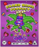 Candy Strain In Herbal Leaf and Brand Name Product Packaging. For Product, Label, Business and Brand Product. Vectors Illustrations.