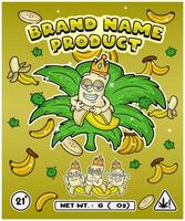 Banana Fruit Strain In Herbal Leaf and Brand Name Product Packaging. For Product, Label, Business and Brand Product. Vectors Illustrations.