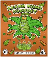 Papaya Fruit Strain In Herbal Leaf and Brand Name Product Packaging. For Product, Label, Business and Brand Product. Vectors Illustrations.