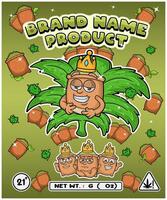 Matcha Strain In Herbal Leaf and Brand Name Product Packaging. For Product, Label, Business and Brand Product. Vectors Illustrations.