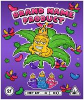 Bean Candy Strain In Herbal Leaf and Brand Name Product Packaging. For Product, Label, Business and Brand Product. Vectors Illustrations.
