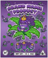 Lavender Strain In Herbal Leaf and Brand Name Product Packaging. For Product, Label, Business and Brand Product. Vectors Illustrations.