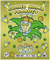 Margarita Strain In Herbal Leaf and Brand Name Product Packaging. For Product, Label, Business and Brand Product. Vectors Illustrations.