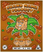 Caramel Strain In Herbal Leaf and Brand Name Product Packaging. For Product, Label, Business and Brand Product. Vectors Illustrations.
