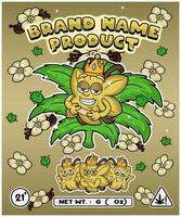 Vanilla Strain In Herbal Leaf and Brand Name Product Packaging. For Product, Label, Business and Brand Product. Vectors Illustrations.