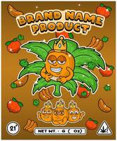 Orange Fruit Strain In Herbal Leaf and Brand Name Product Packaging. For Product, Label, Business and Brand Product. Vectors Illustrations.