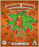 Carrot Strain In Herbal Leaf and Brand Name Product Packaging. For Product, Label, Business and Brand Product. Vectors Illustrations.