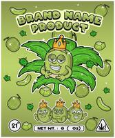 Melon Fruit Strain In Herbal Leaf and Brand Name Product Packaging. For Product, Label, Business and Brand Product. Vectors Illustrations.
