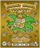 Honey Strain In Herbal Leaf and Brand Name Product Packaging. For Product, Label, Business and Brand Product. Vectors Illustrations.