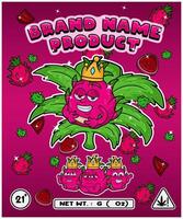 Dragon Fruit Strain In Herbal Leaf and Brand Name Product Packaging. For Product, Label, Business and Brand Product. Vectors Illustrations.