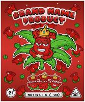Roses Strain In Herbal Leaf and Brand Name Product Packaging. For Product, Label, Business and Brand Product. Vectors Illustrations.