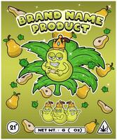 Pears Fruit Strain In Herbal Leaf and Brand Name Product Packaging. For Product, Label, Business and Brand Product. Vectors Illustrations.