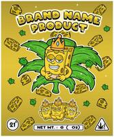 Cheese Strain In Herbal Leaf and Brand Name Product Packaging. For Product, Label, Business and Brand Product. Vectors Illustrations.