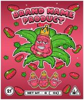 Guava Fruit Strain In Herbal Leaf and Brand Name Product Packaging. For Product, Label, Business and Brand Product. Vectors Illustrations.