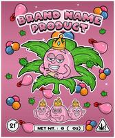 Bubble Gum Strain In Herbal Leaf and Brand Name Product Packaging. For Product, Label, Business and Brand Product. Vectors Illustrations.