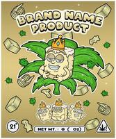 Margarine Strain In Herbal Leaf and Brand Name Product Packaging. For Product, Label, Business and Brand Product. Vectors Illustrations.