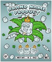 Marshmallow Strain In Herbal Leaf and Brand Name Product Packaging. For Product, Label, Business and Brand Product. Vectors Illustrations.