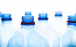 Save the environment concept. Set of empty Plastic bottles isolated on white background, copy space photo
