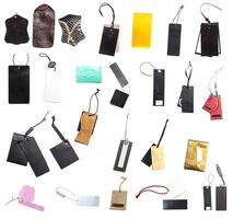 set of the blank tags tied with string photo