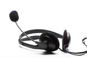 headset with microphone isolated on white photo
