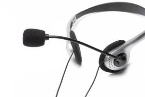 headset with microphone isolated on white photo