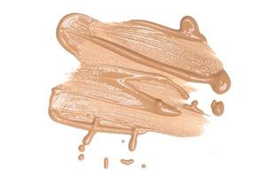 smeared foundation natural make up on white background photo
