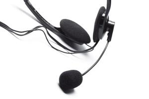 headset with microphone isolated on white photo
