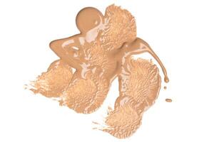 smeared foundation natural make up on white background photo