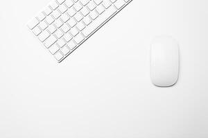 Office desk table with computer keyboard photo