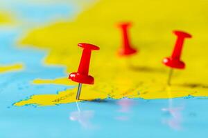 Travel destination points on a map photo