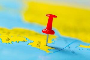 Travel destination points on a map photo