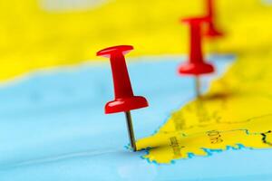 Travel destination points on a map photo