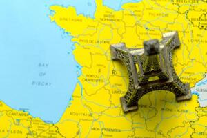 Eiffel tower on map photo