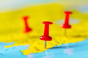 Travel destination points on a map photo