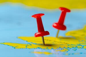 Travel destination points on a map photo