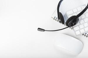 headset on keyboard computer laptop photo