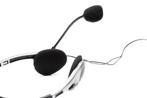 headset with microphone isolated on white photo