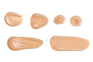 smeared foundation natural make up on white background photo