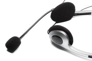 headset with microphone isolated on white photo